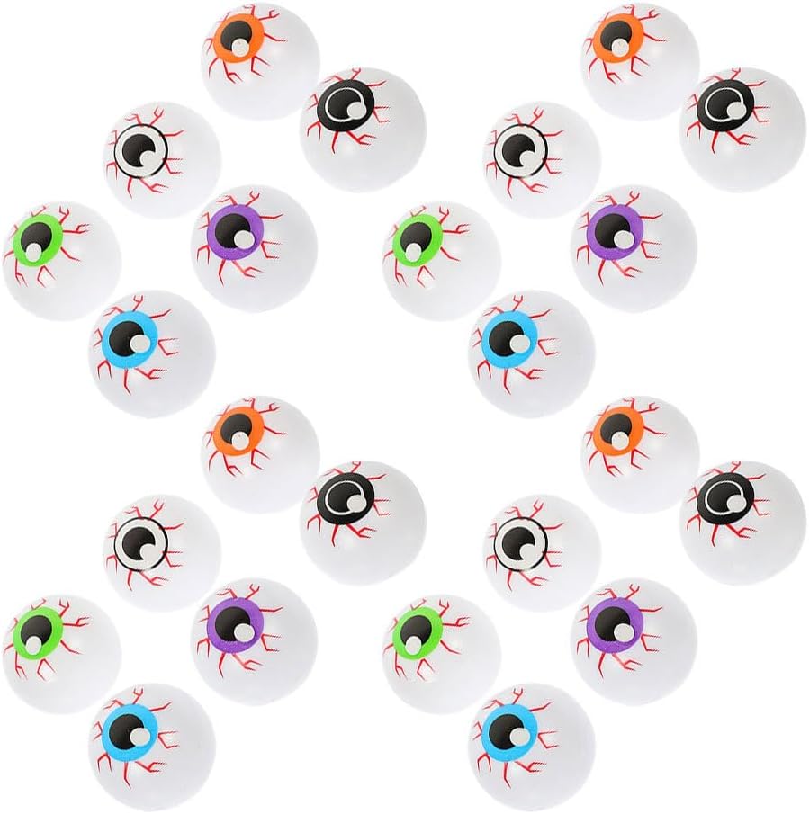 LIOOBO 24pcs Halloween Plastic Eyeballs 1. 5 Inch Fake Eye Balls: Scary Hollow Toy Sphere for Kids Goody Bag Fillers Horror Party Favors Spooky Craft Terror Props