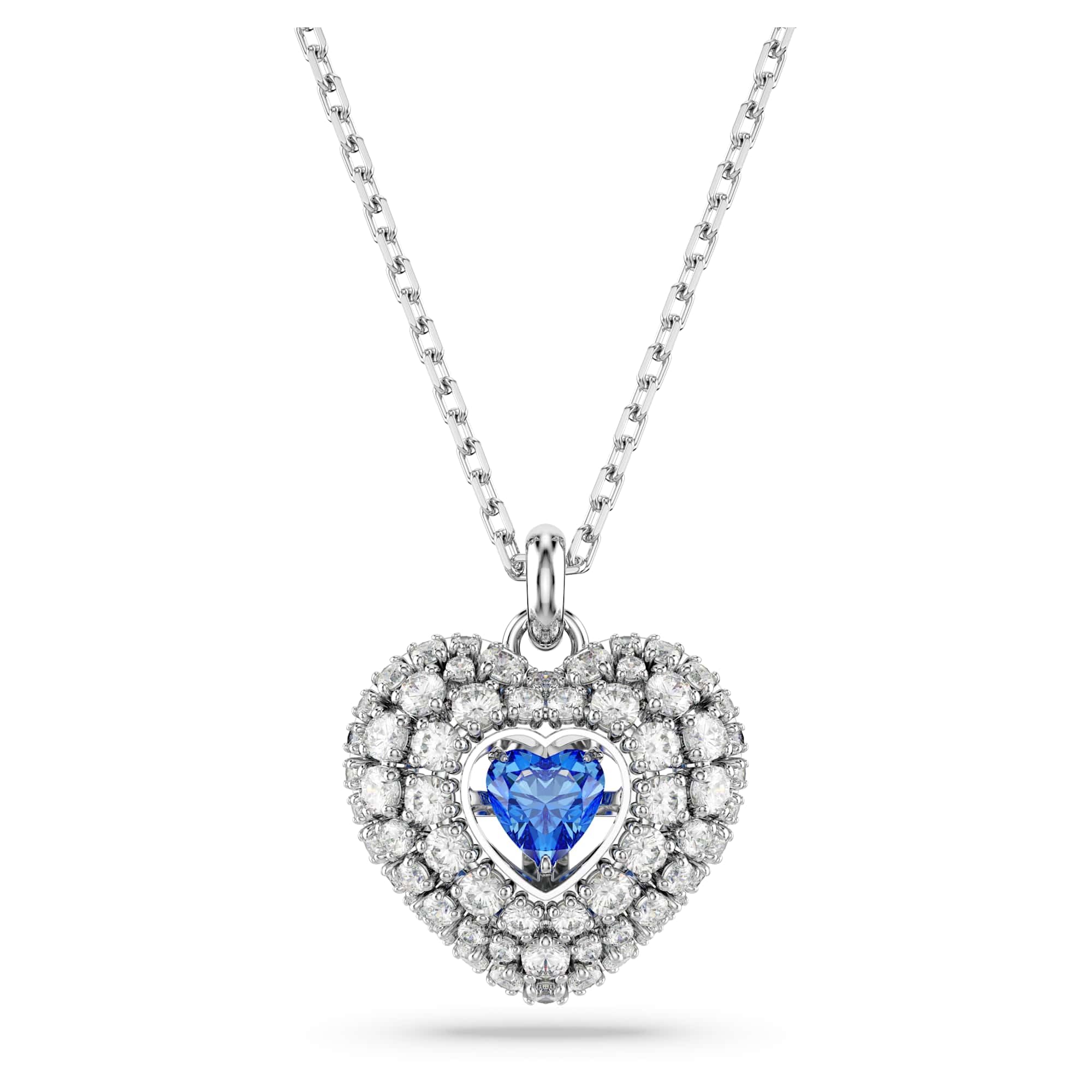 Swarovski Hyperbola pendant, Heart, Blue, Rhodium plated