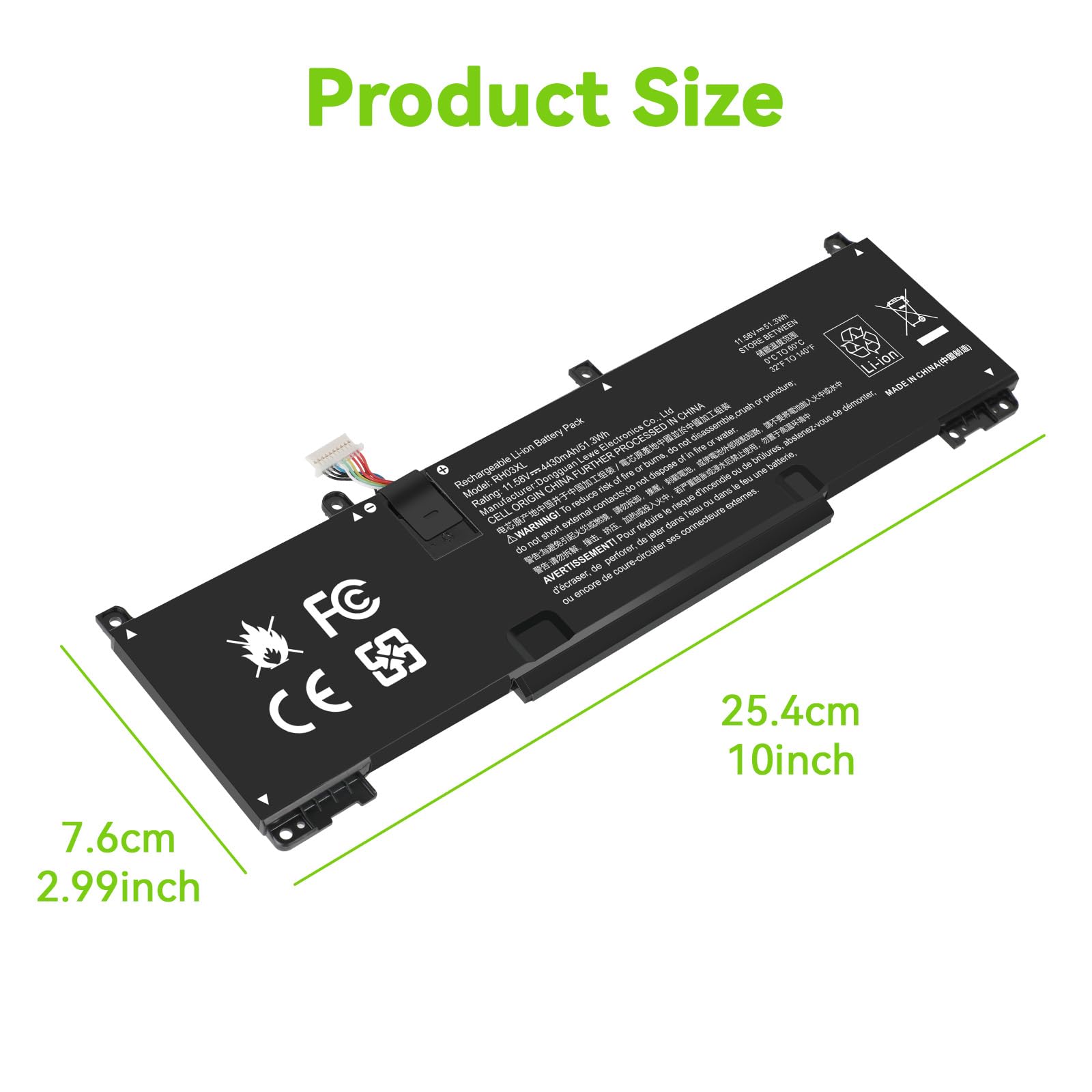 Amazon.com: 11.58V 51.3Wh RH03XL RH03XL-L Laptop Battery for HP