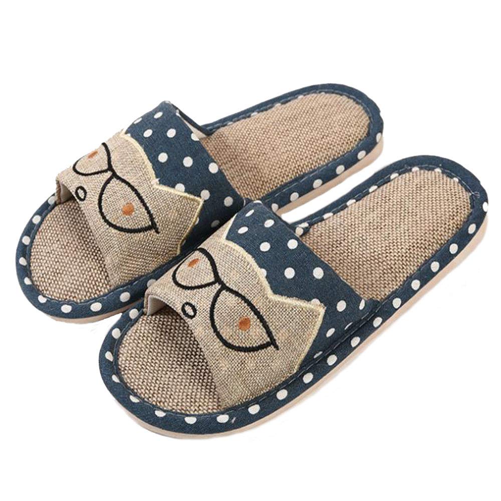 AioTio Pantofole da casa in Lino Pantofole da Bambino Stile Giapponese Divertenti Pantofole Traspiranti Antiscivolo in Basso Regalo con Amore