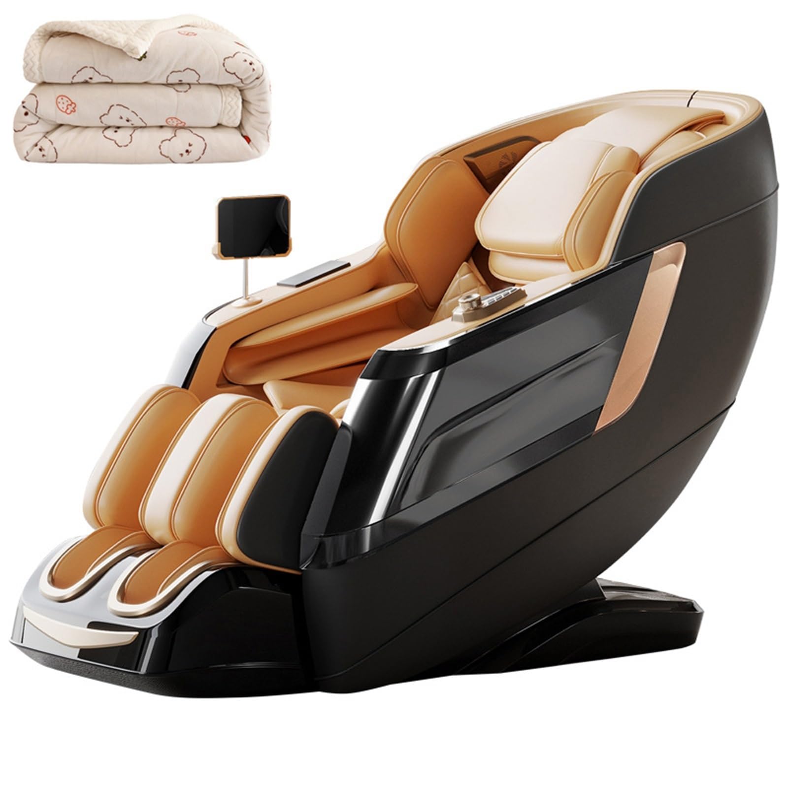 Sillón de Masaje Inteligente con rieles 4D SL, escaneo Corporal sillón reclinable de Gravedad Cero Masaje de amasamiento con airbag de Cuerpo Completo Apto para Uso doméstico(Orange)