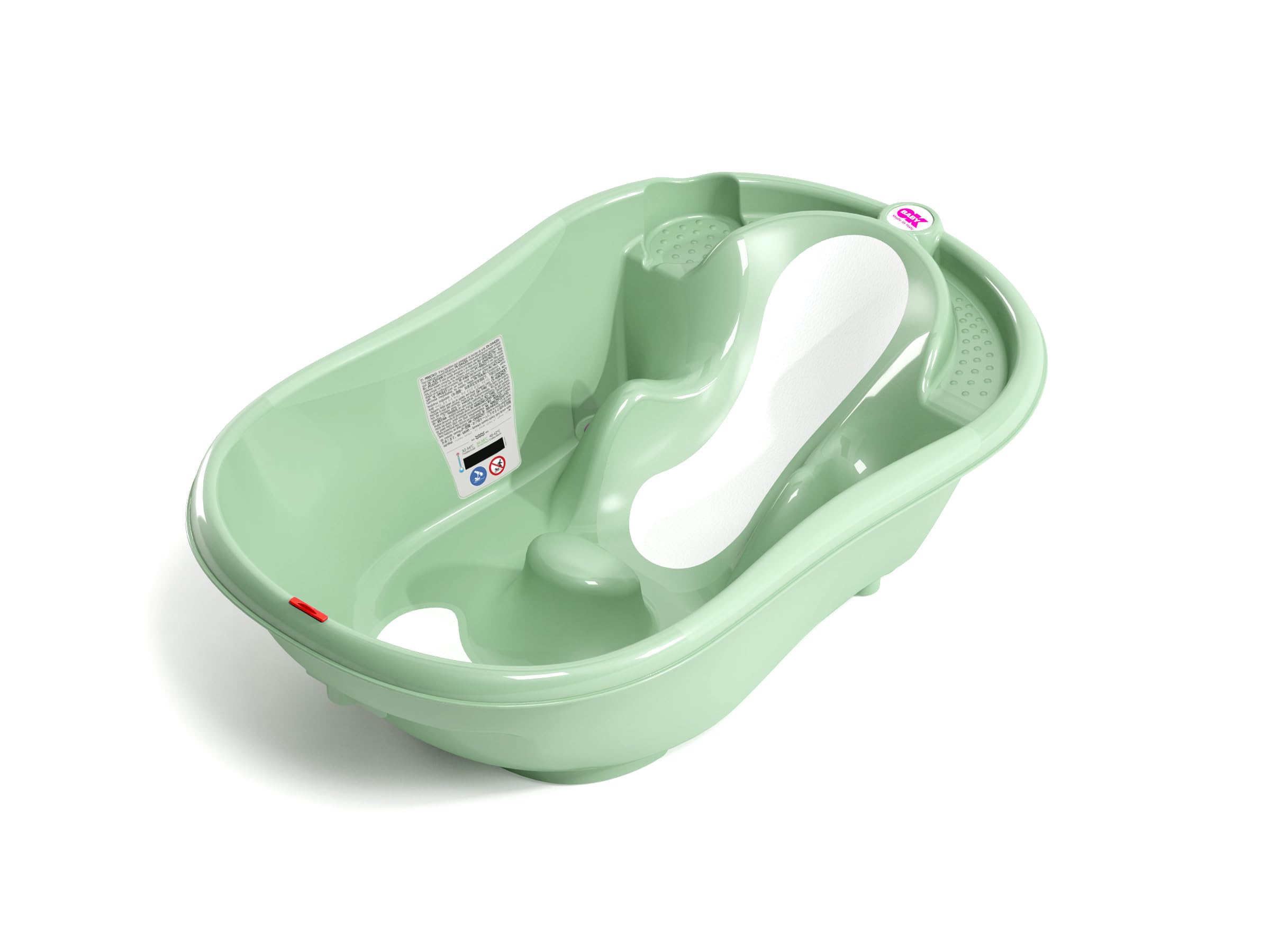OKBABY Onda Evolution - Vaschetta dal Design Ergonomico con Seduta Antiscivolo per il Bagnetto del Neonato 0-12 Mesi - Verde