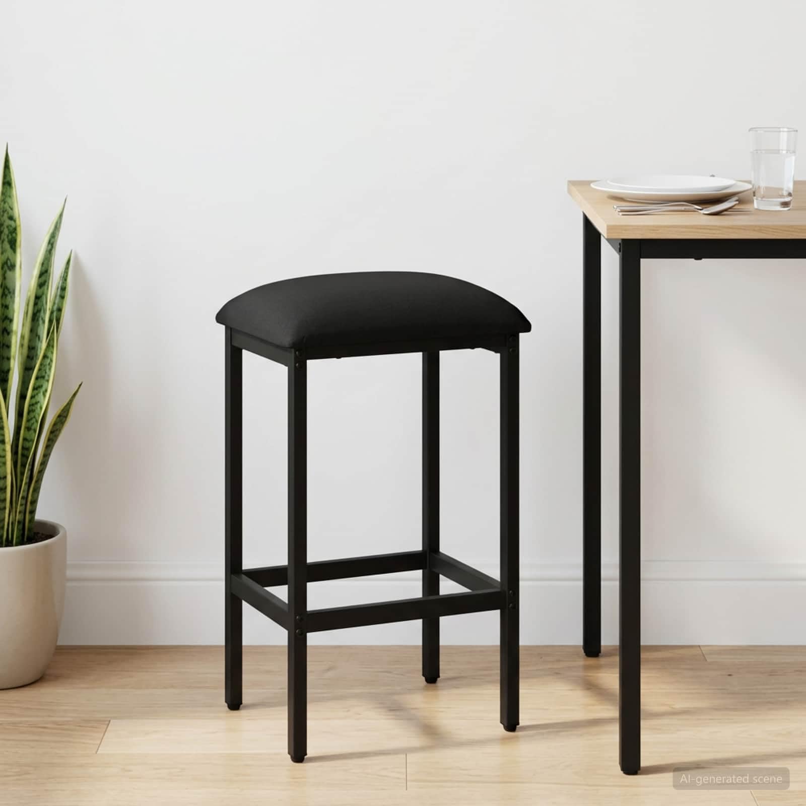 vidaXL Sgabello da bar Nero 40 x 32 x 74 cm Legno ingegnerizzato, Sgabello da Bar Moderno, Regolabile, in Tessuto, Acciaio Zincato, Design Minimalista, Funzionale, per Soggiorno