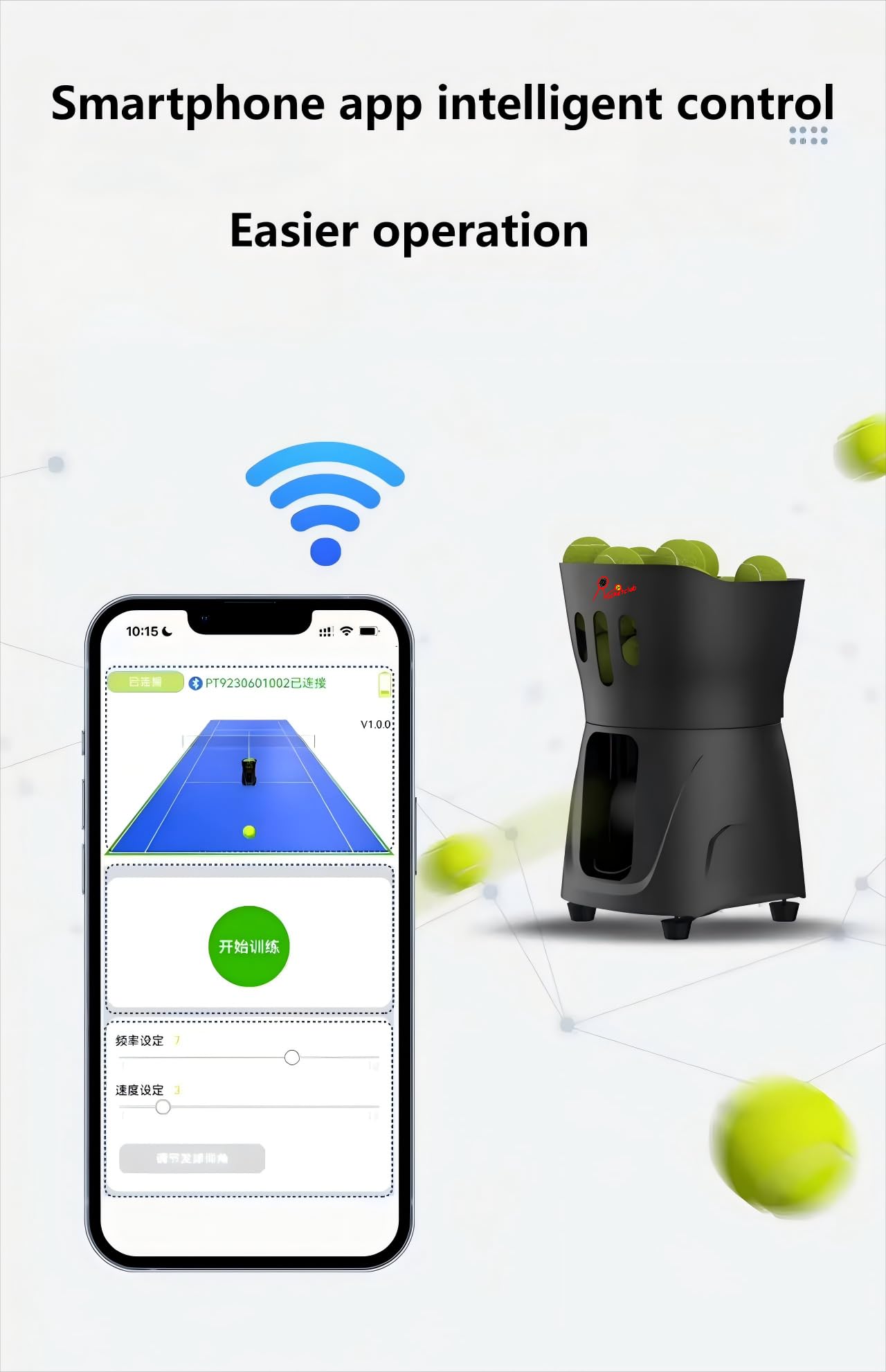Racketclub Mini-Pusun PT Mini- Padel Machine-Tennis Machine - Padel Ball Machine - Tennis Ball Machine - Máquina de Pelotas de pádel - Smart App Control