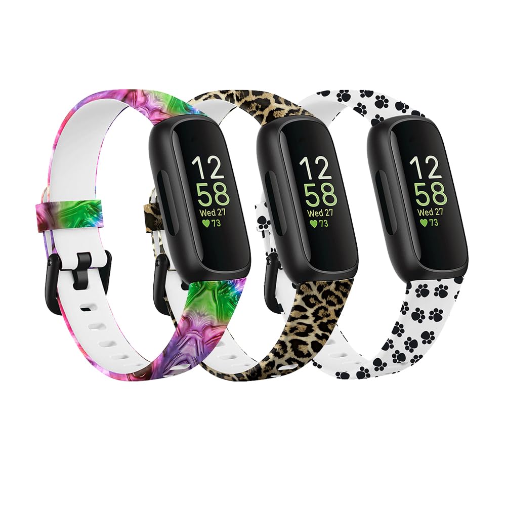 Tyeyober 3 Pack Compatible With Inspire 3 Smart Watch Bands For Women Men, Silicone Wristband Replacement Pattern Straps For Inspire 3 Fitness Tracker Inspire3 Bracelet — image 1