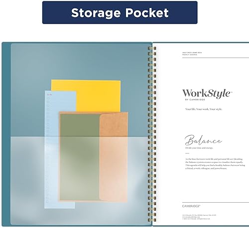 Miniatura 6 de Cambridge Agenda académica 2023-2024, semanal y mensual, 8-12 x 11 pulgadas, grande, equilibrio de estilo de trabajo, pestañas mensuales, bolsillo,