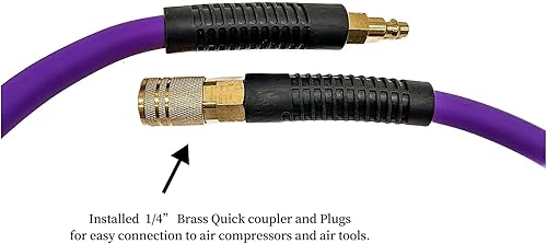 Miniatura 2 de Manguera de aire híbrida (PVC) de 38 pulgadas x 50 pies, manguera de compresor de aire de 300 PSI resistente, resistente a las torceduras,