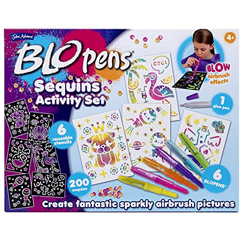 BLOPENS Sequins Activity Set John Adams : coffret de feutres à aérographe avec paillettes dès 4 ans