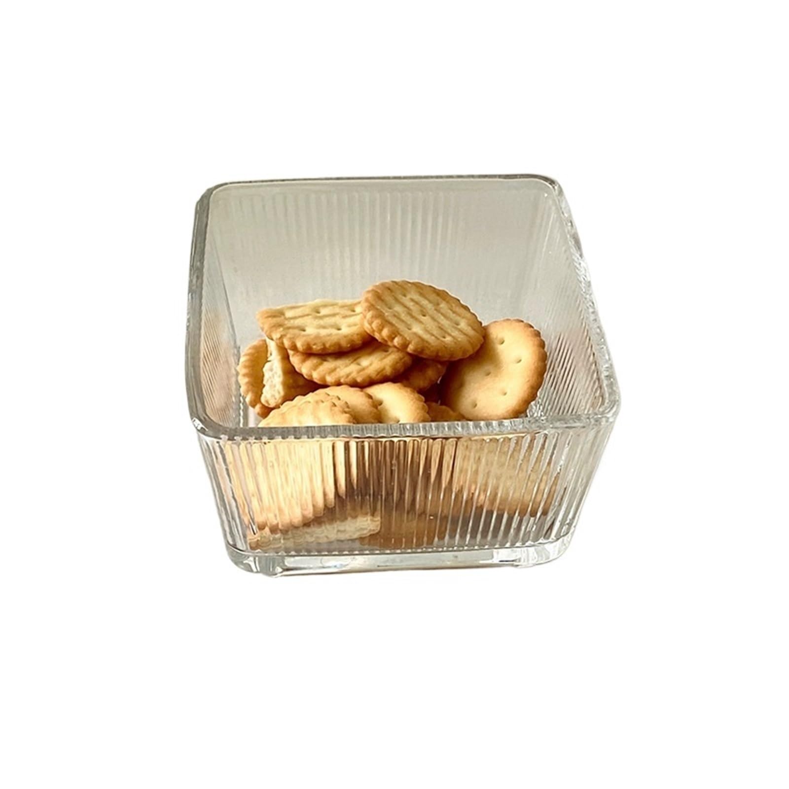 Ensaladeras Tazón de Vidrio Cuadrado Simple de 250ML, tazón de Helado for el hogar, Fruta, Postre, pudín, Yogur, Desayuno, ensaladera pequeña, 3 uds. para Cereales, Ensalada(Clear2)