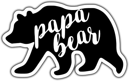 Calcomanía de vinilo Papa Bear | Autos, camiones, camionetas, SUV, ventanas, paredes, tazas, portátiles, negro, 5.5 pulgadas, KCD2368