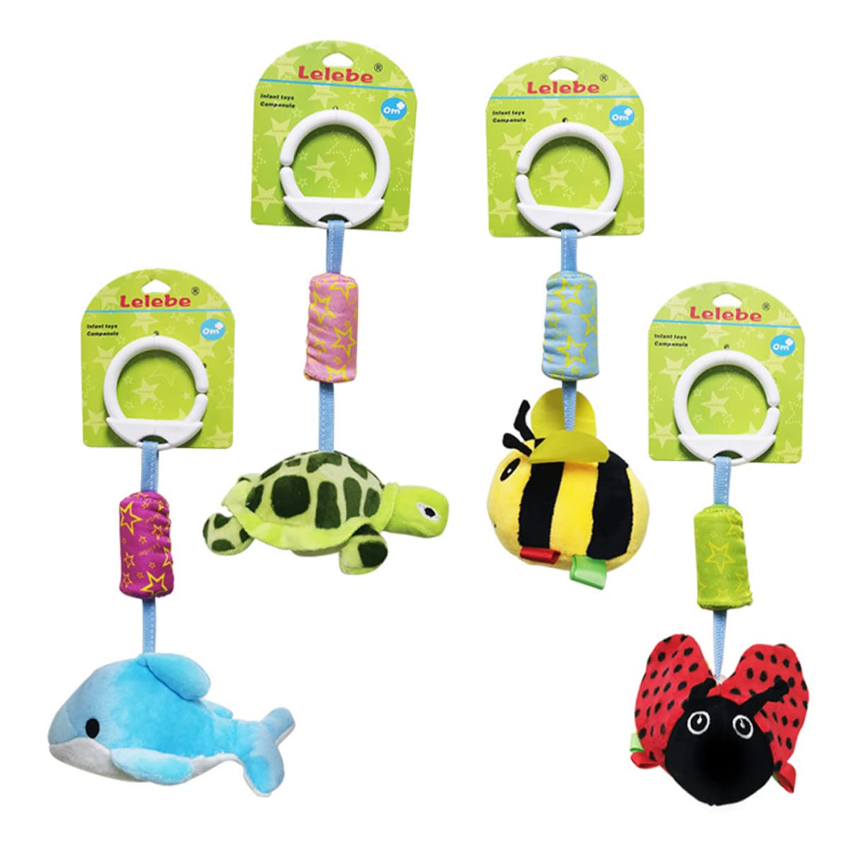 Milisten Animal Shaped Hanging Rattles for Boy Girl Ladybug Cradle to Engage Calm Boy Girl for Cribs Carriers Enhances Tactile Senses Coordination