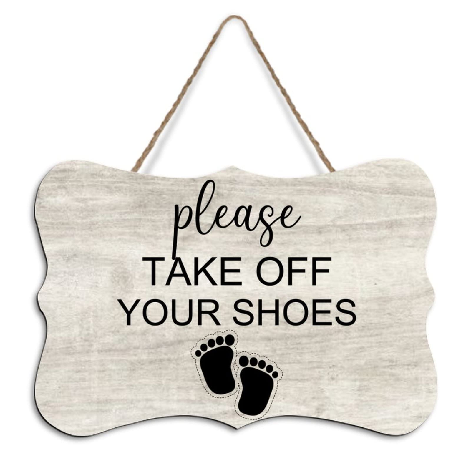 Yelolyio Rustic Hanging Wood Sign Please Take Off Your Shoes Wooden Plaque Sign Home Wall Art Decor For Living Room Bedroom Farmhouse Office 4"X6"