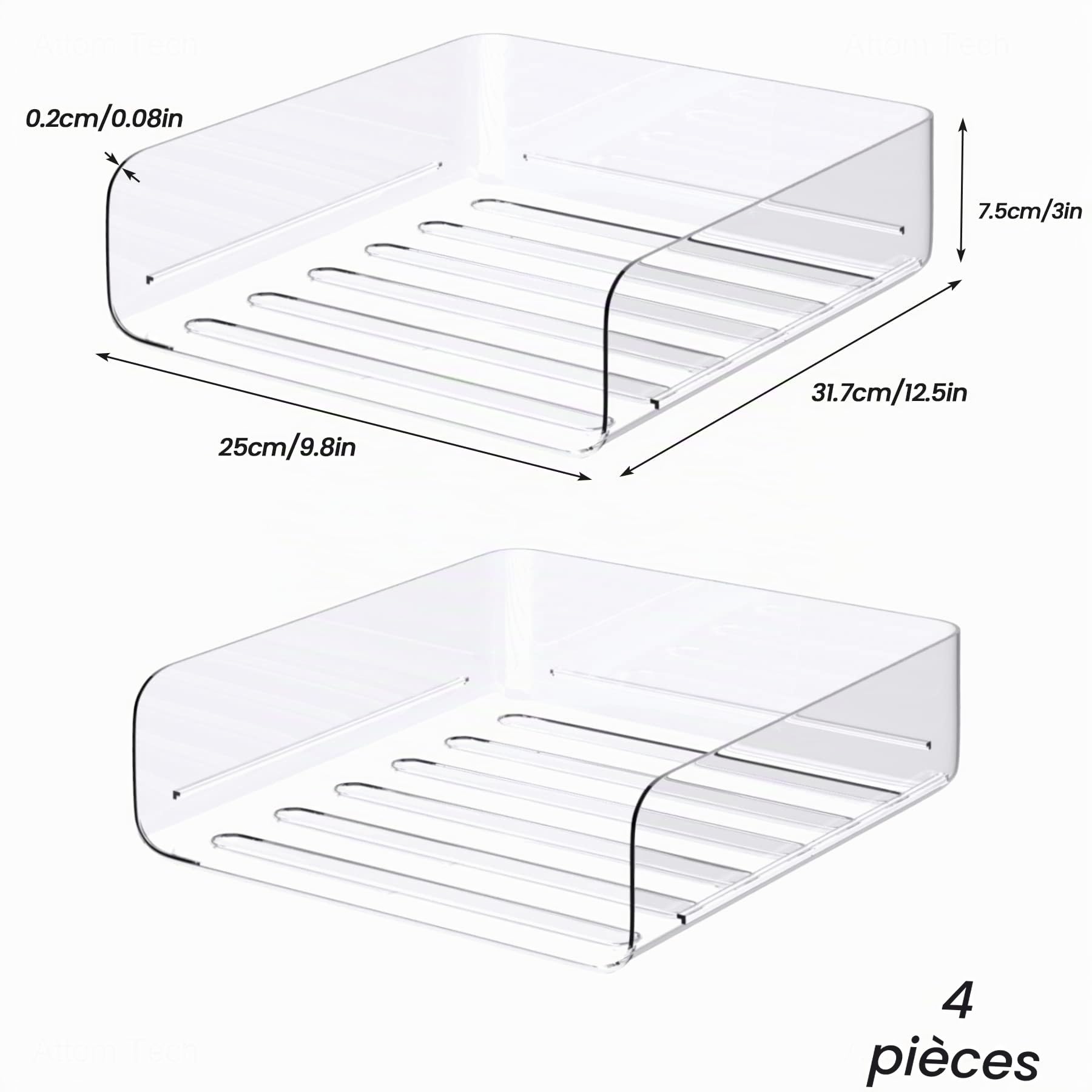 Tomorotec Lot de corbeilles à courrier de Bureau, Format A4, empilables en Pet Transparent, Organiseur de Documents de Bureau, Support de Rangement pour Livres, Chargement latéral, Support empilable,