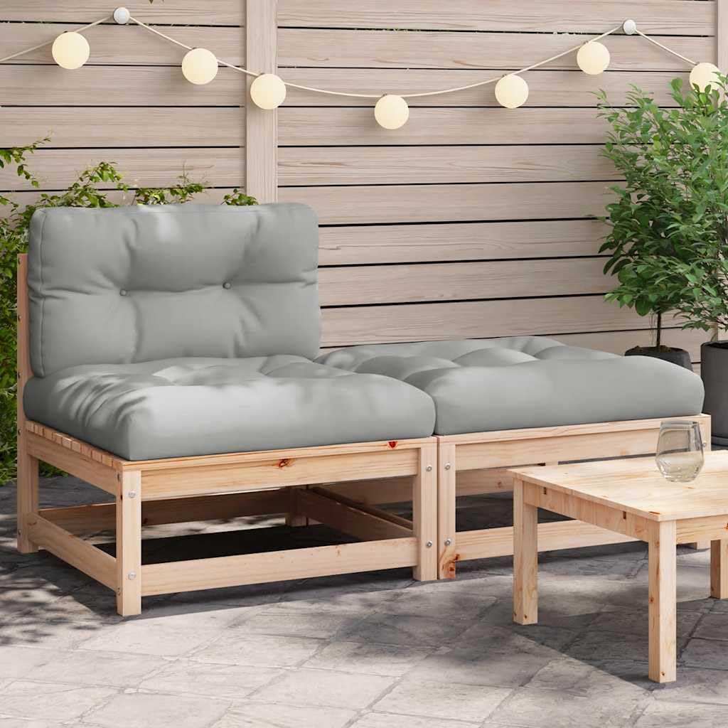 vidaXL Sofá de Jardín sin Reposabrazos con Cojines y Reposapiés, Asientos con Respaldo, Sillones Modulares, Muebles para Patio Terraza