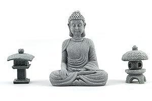 Mini Buddha Statues and Japanese Lanterns, Zen Meditation Decor