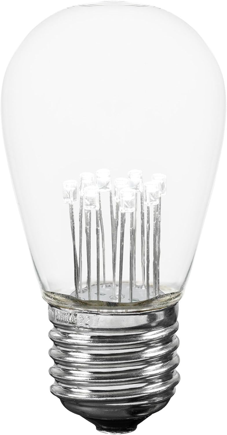 Novelty Lights 5 Pack LED S14 Outdoor Patio Edison Replacement Bulbs, Pure White, E26 Medium Base, 1 Watt
