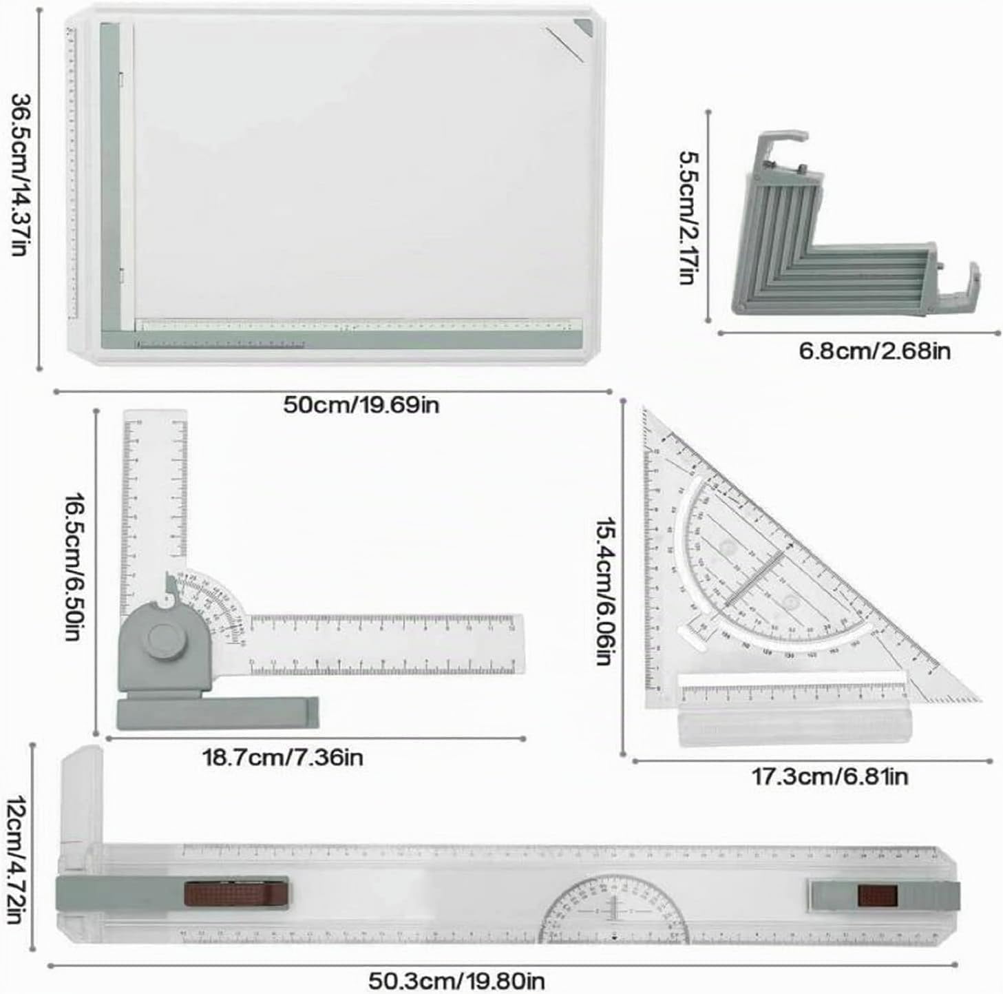 Planche à dessin A3 - Table à dessin professionnelle avec règle coulissante - Équerre et échelle en T - Pour ingénieurs, designers, étudiants - Pour travailler et étudier avec précision