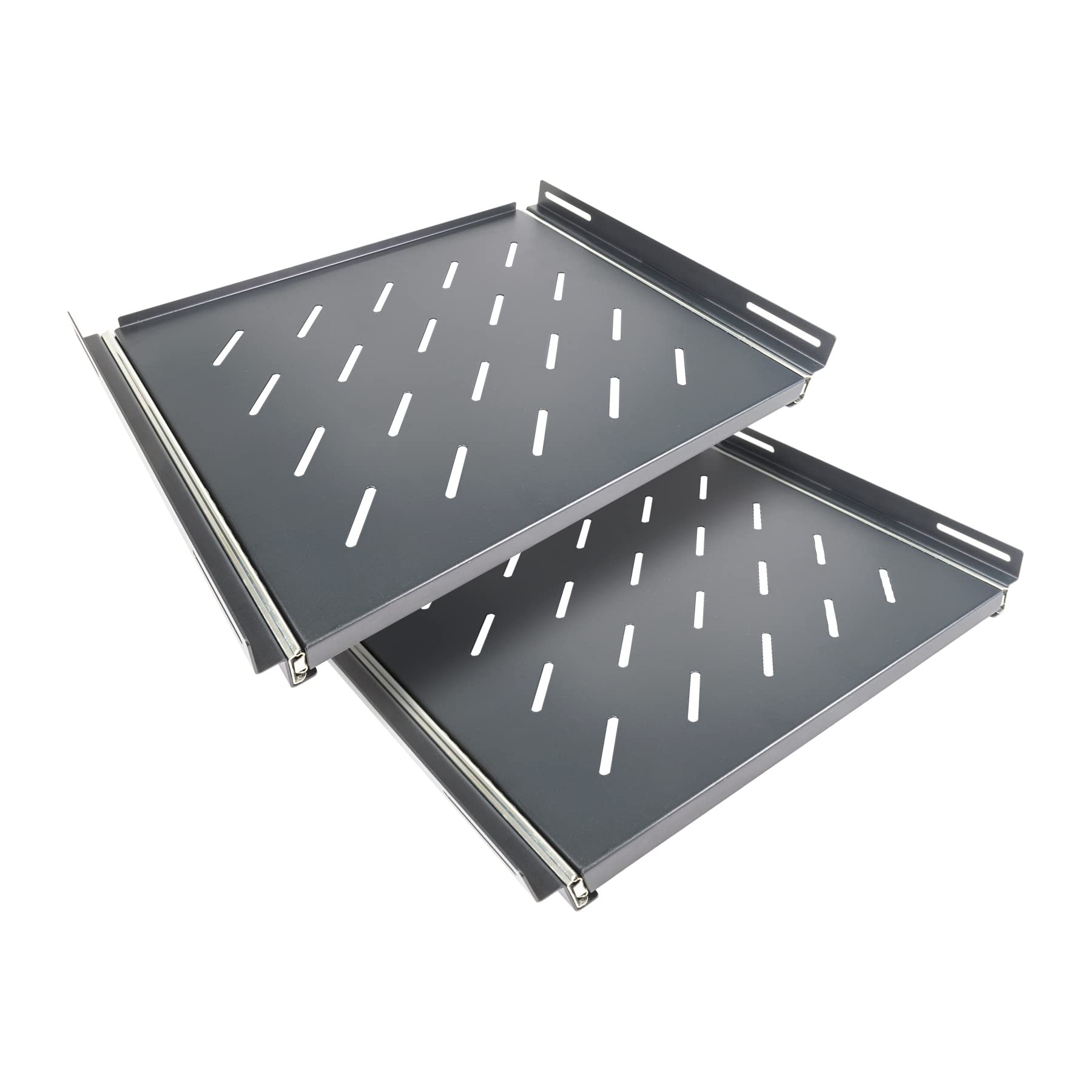 Aiten Data Plateau Coulissant en Grille 1U avec 470 mm de Large x 350 mm de Fond pour Armoire Rack de Sol 19" avec Fond 600 mm en Acier laminé Capacité 20 kg
