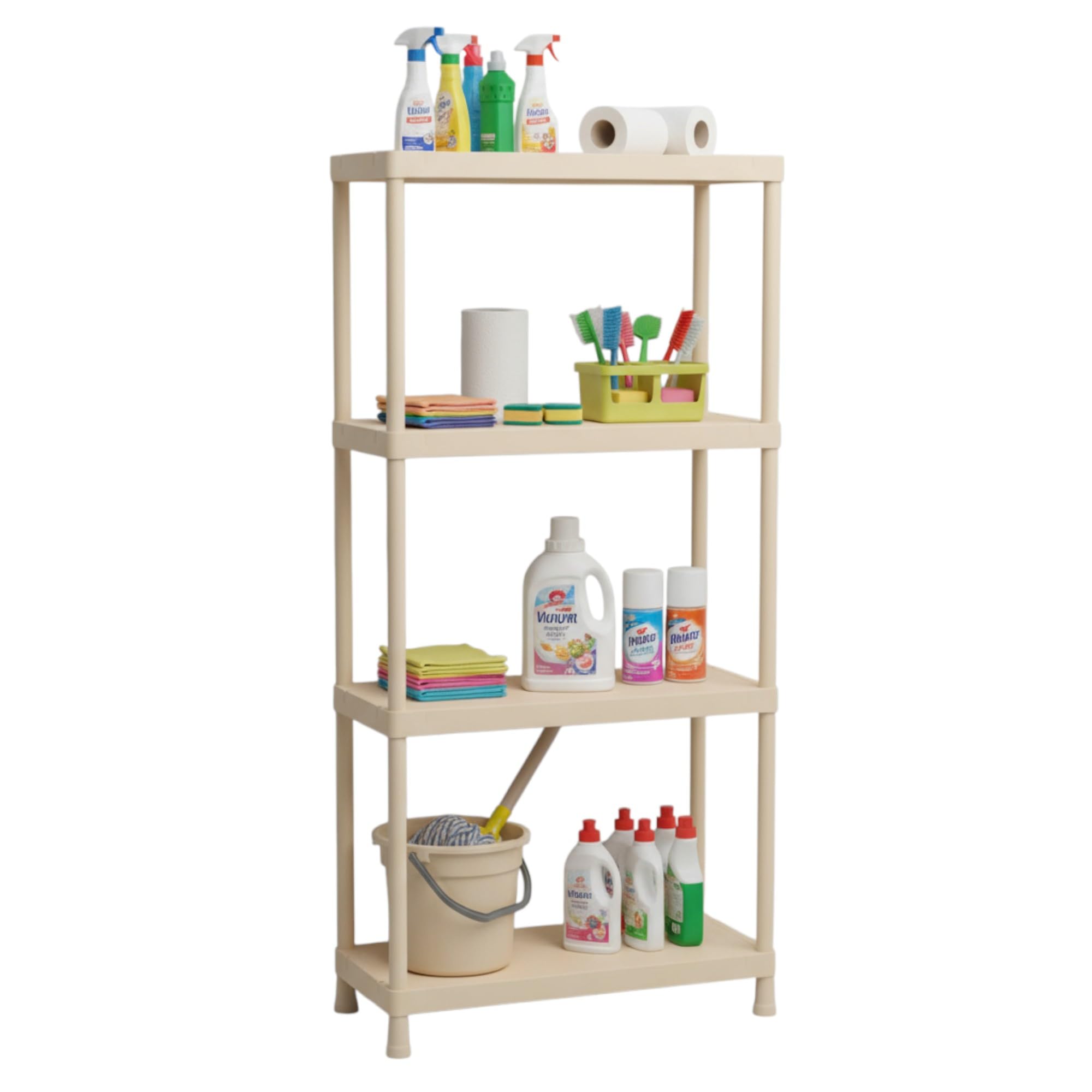Estantería Modular de Almacenamiento Estante de almacenar plastico Polipropileno (4 Baldas 140x60x30cm Beige)