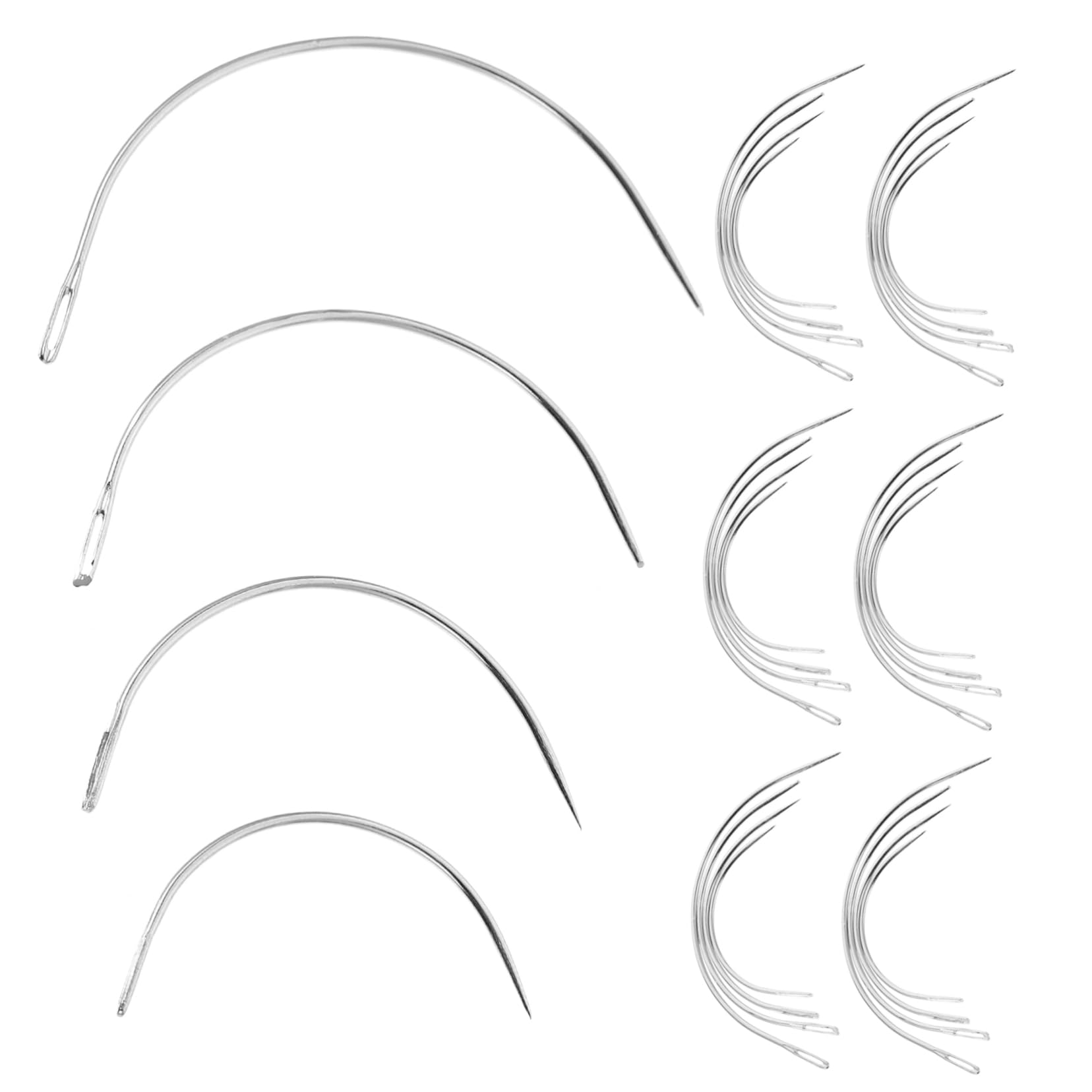 BEBEMOKO 48Pieces Eye Curved Sewing Needles for Craft Projects Wig Making Upholstery Repair and More Durable Design