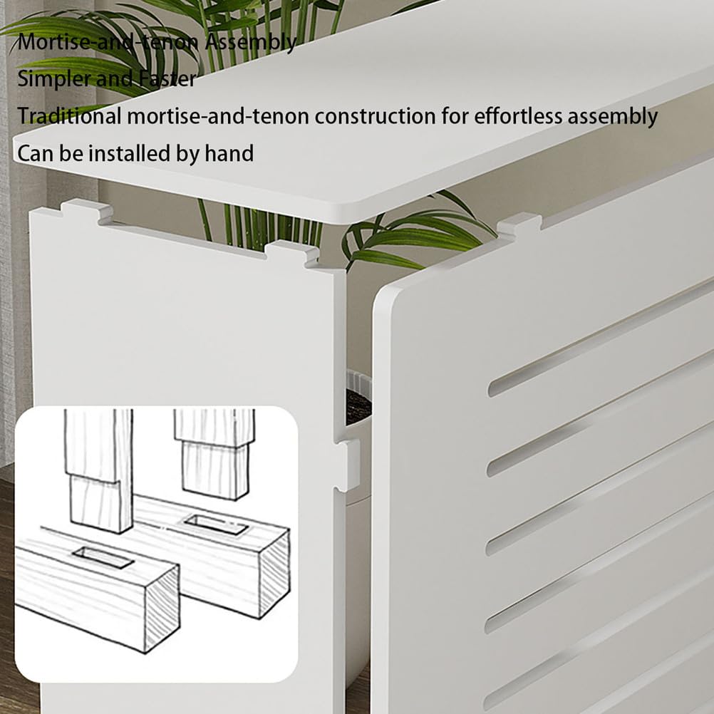 Modern Heizkörperabdeckung Mittelgroß Weiß Heizungsverkleidung Lackierter MDF Schrank Mit Holzablage Lüftungslamellen Landhausstil Für Badezimmer Wohnzimmer Schlafzimmer,Weiß,L80*H90*W20