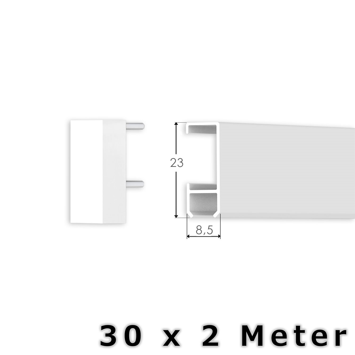hang-it 60 Meter Bilderschienen Galerieschienen - Komplett Set in weiß