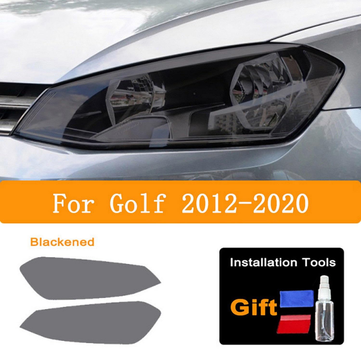 Für VW Golf 7 MK7 2012 2013 2014 2015 2016 2017 2018-2022 Auto Scheinwerfer Schutz Folie TPU Scheinwerfer Film Anti Scratch Auto-Styling Aufkleber,Blackened