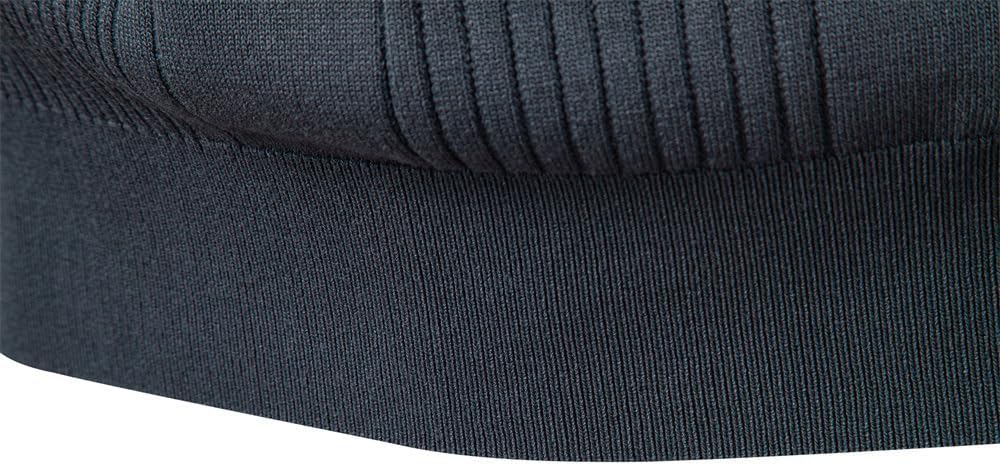 Men's Long Sleeve Knitted Collar Sweater, Solid Color, Polo Style, Elastic Threaded Cuffs and Hem