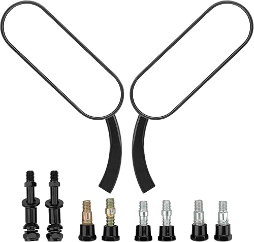 Espejos de forma ovalada de motocicleta de 0.315 in y 0.394 in, mini espejos laterales retrovisores de 360 grados, repuesto universal negro para