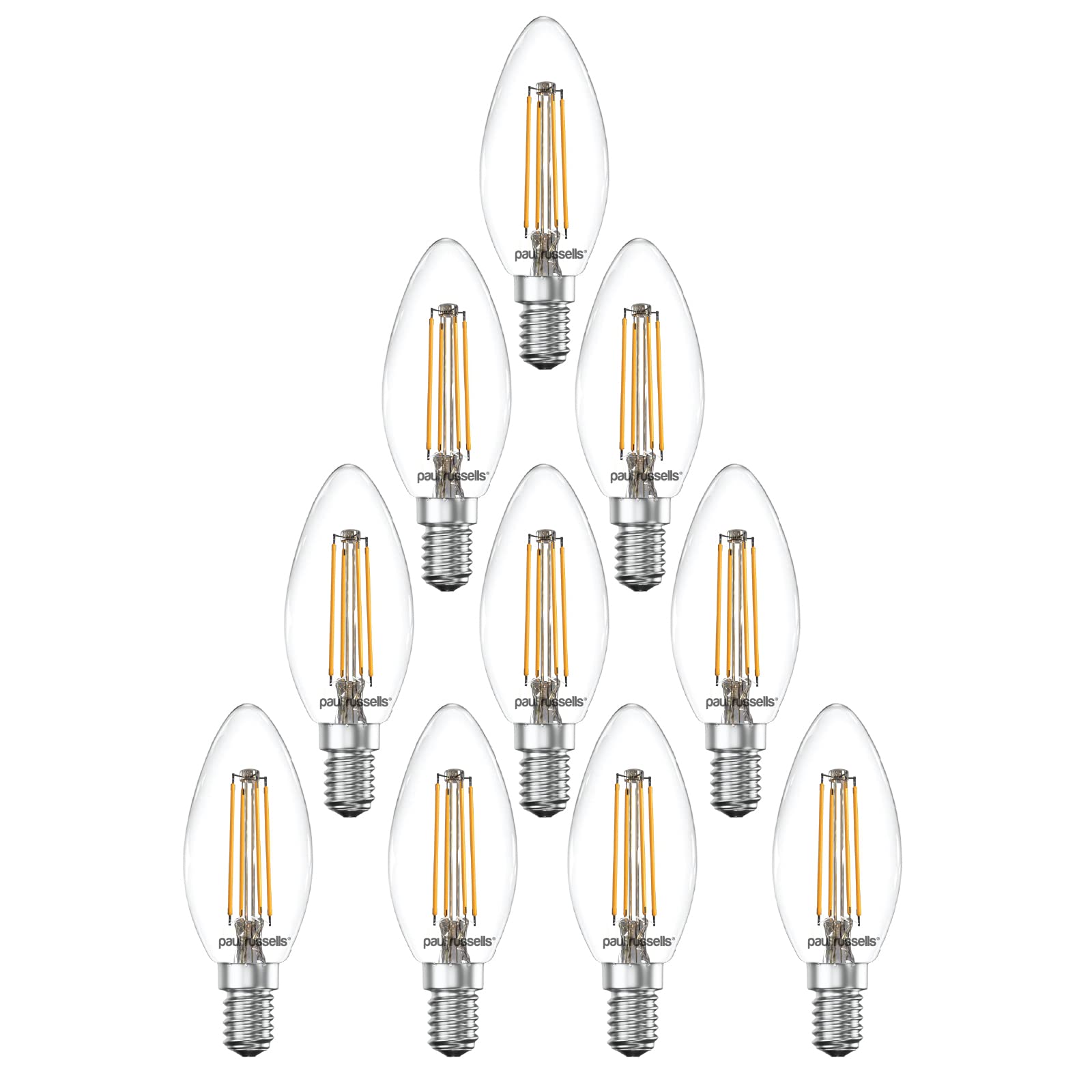 paul russells LED Filament Candle, Dimmable Small Edison Screw E14 Light Bulbs, 4.5Watt 470Lumens C35 LED Bulbs
