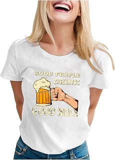 Camiseta de manga corta para mujer con estampado de fiesta de cerveza y cuello redondo (3)