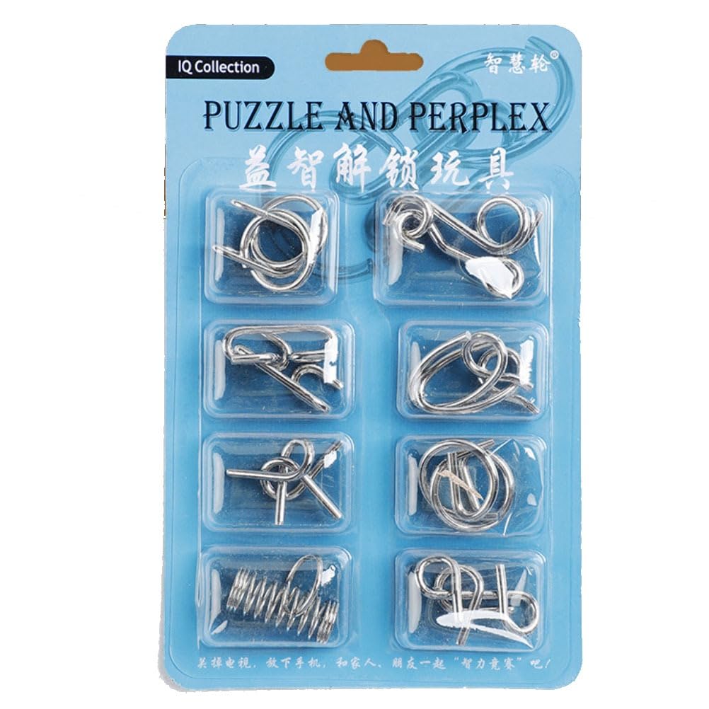 Brain Teasers Metal Wire Puzzle Toys for Kids & Adults | IQ Puzzle Disentanglement Unlock Interlock Toys | Party Favors, Prizes & Gifts | Durable Mental Challenge Puzzle Game Set (8 in 1)-image-14