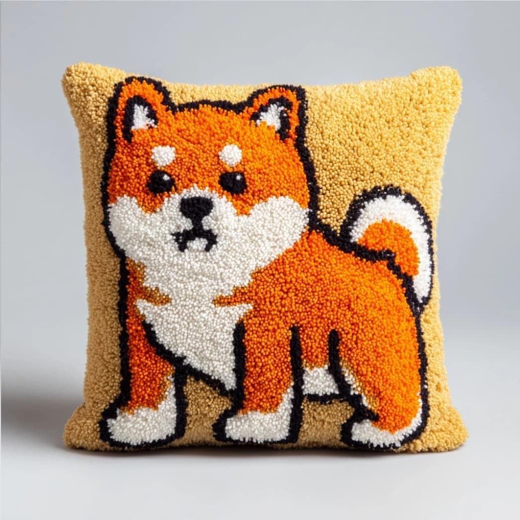 Taxpy E Latch Hook Kits For Adults,Shiba Inu 17X17 In.
