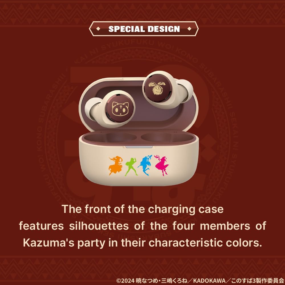 AVIOT KonoSuba: God's Blessing on This Wonderful World! Wireless Earbuds TE-D01v-KSB, Officially Licensed (Exclusive Edition) Special Package, Design, Japanese Special Voice, Noise Canceling Earbuds