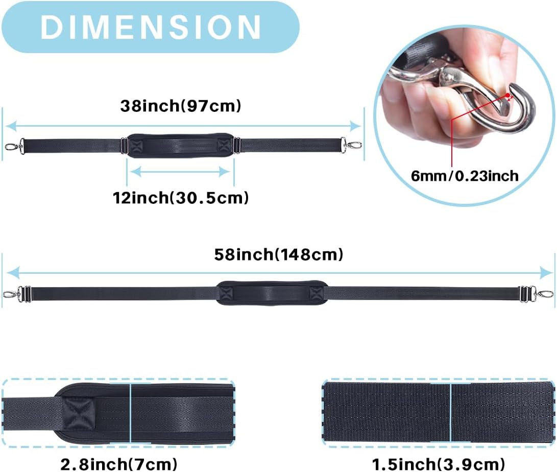 Universal 58"/67" Shoulder Strap for Bag Fixed Padded | Replacement Adjustable Buckle Heavy Duty Shoulder Strap for Golf/Duffel/Laptop/Messenger Bag