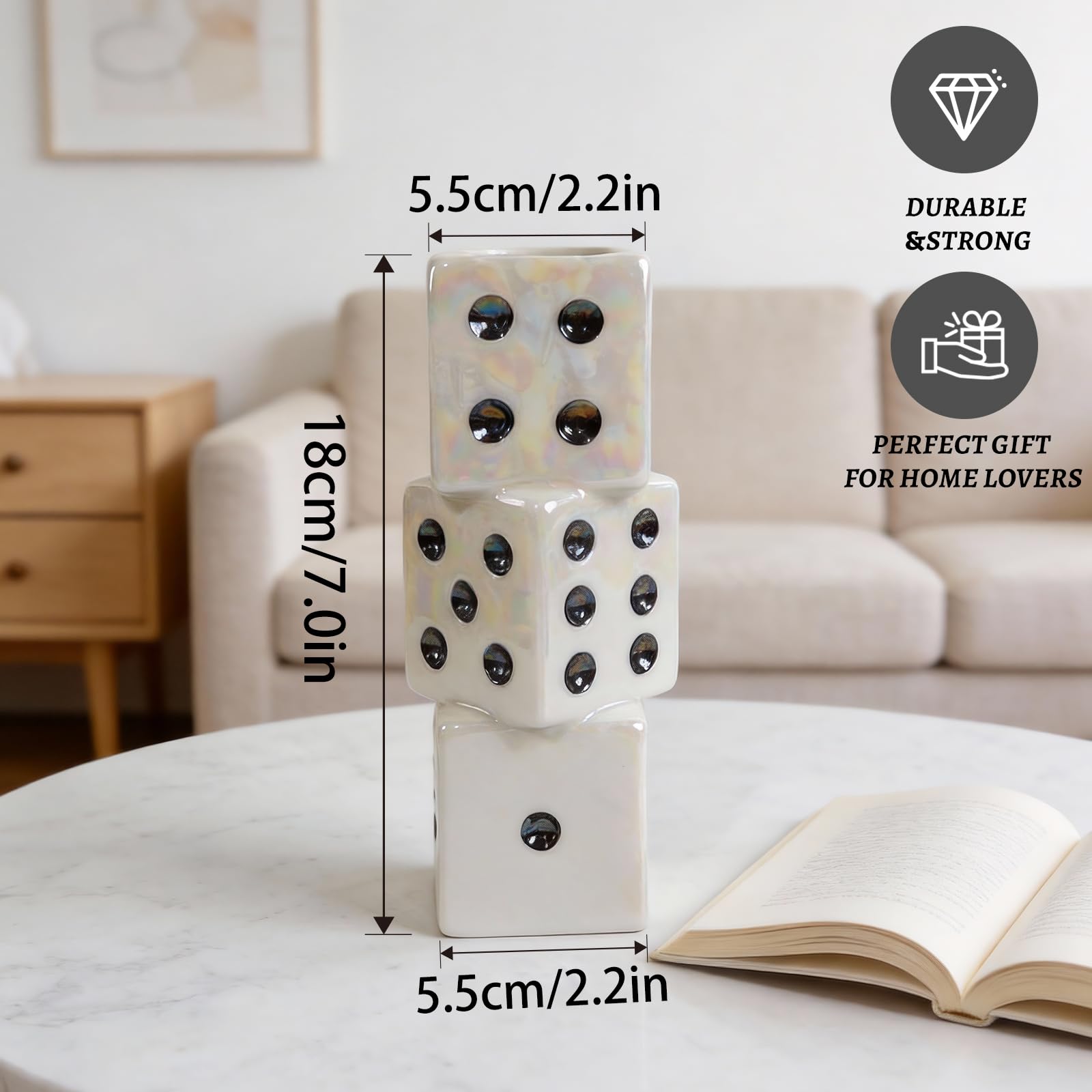 Amazon.com: MOUGIGI Ceramic Dice Vase - Unique Decor for Dried