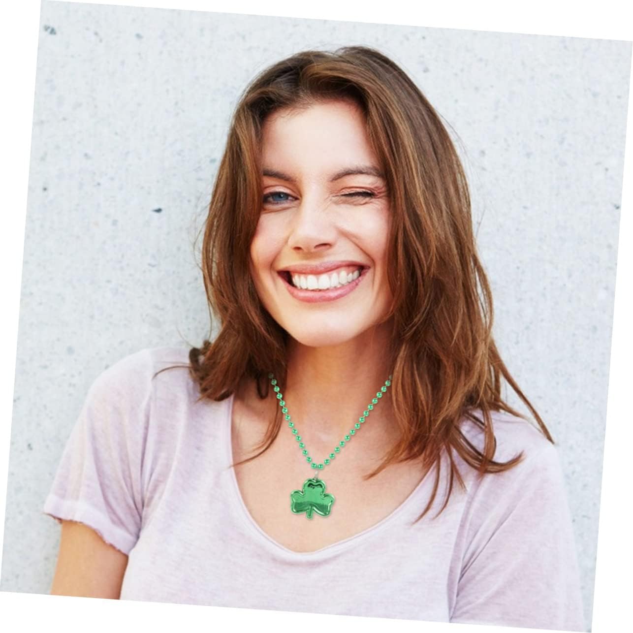 14Pcs Patrick's Day Decorative Necklaces with Shamrock Hat Design Festival Accessories for Celebrations