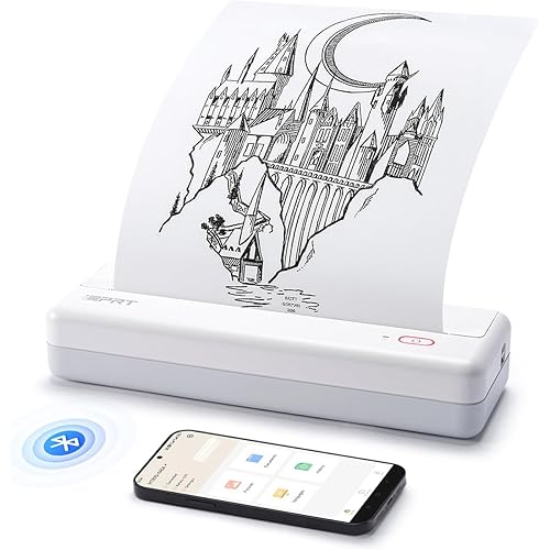 HPRT iDPRT MT890 Portable Wireless Printer - with Thermal A4 Paper, Bluetooth Inkless Printer, Support US Letter&A4&A5 Size, Mobile Printers Compatible with iOS, Android & Laptop - White (Renewed)