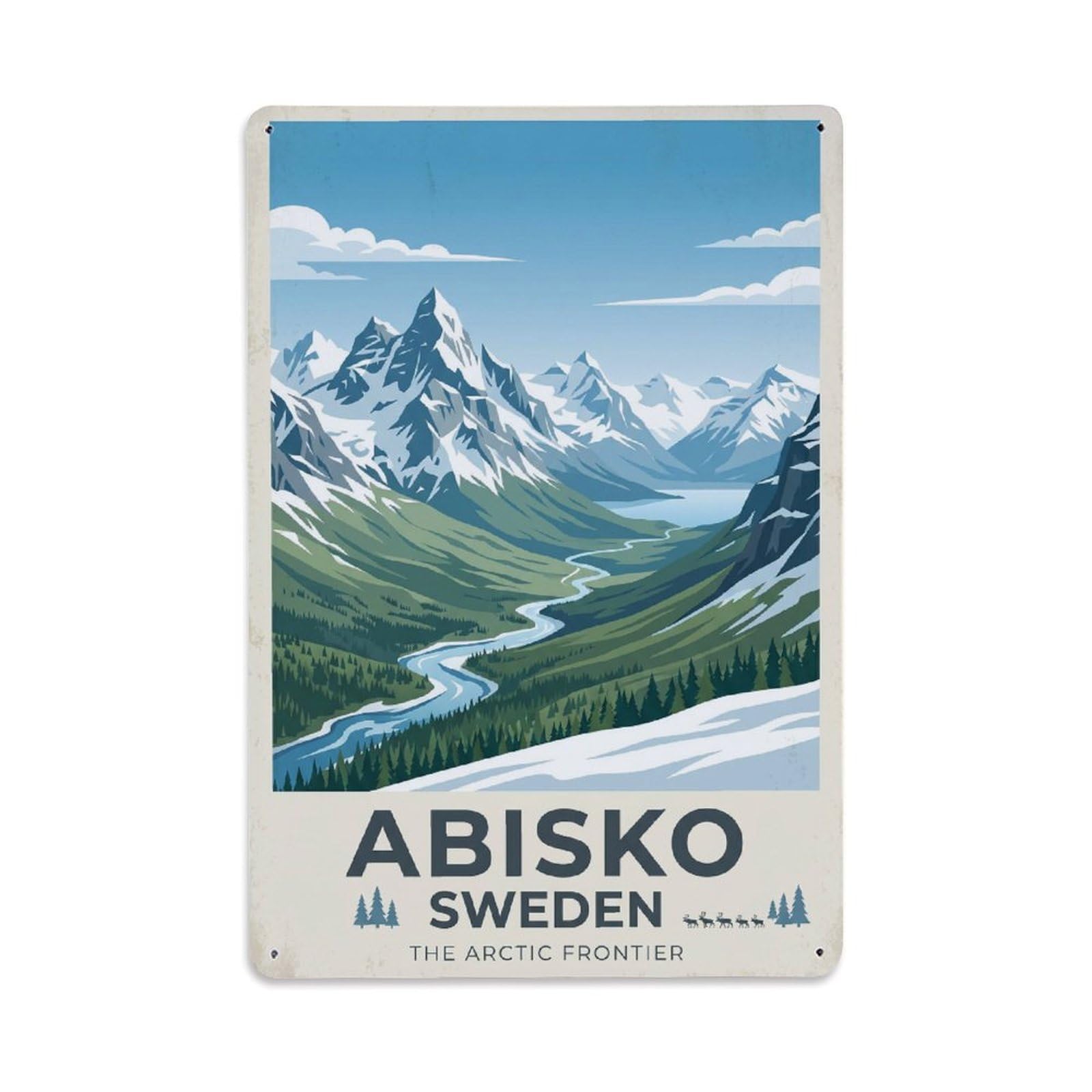 Vintage Travel Abisko Sweden Mountains Metal Tin Sign
