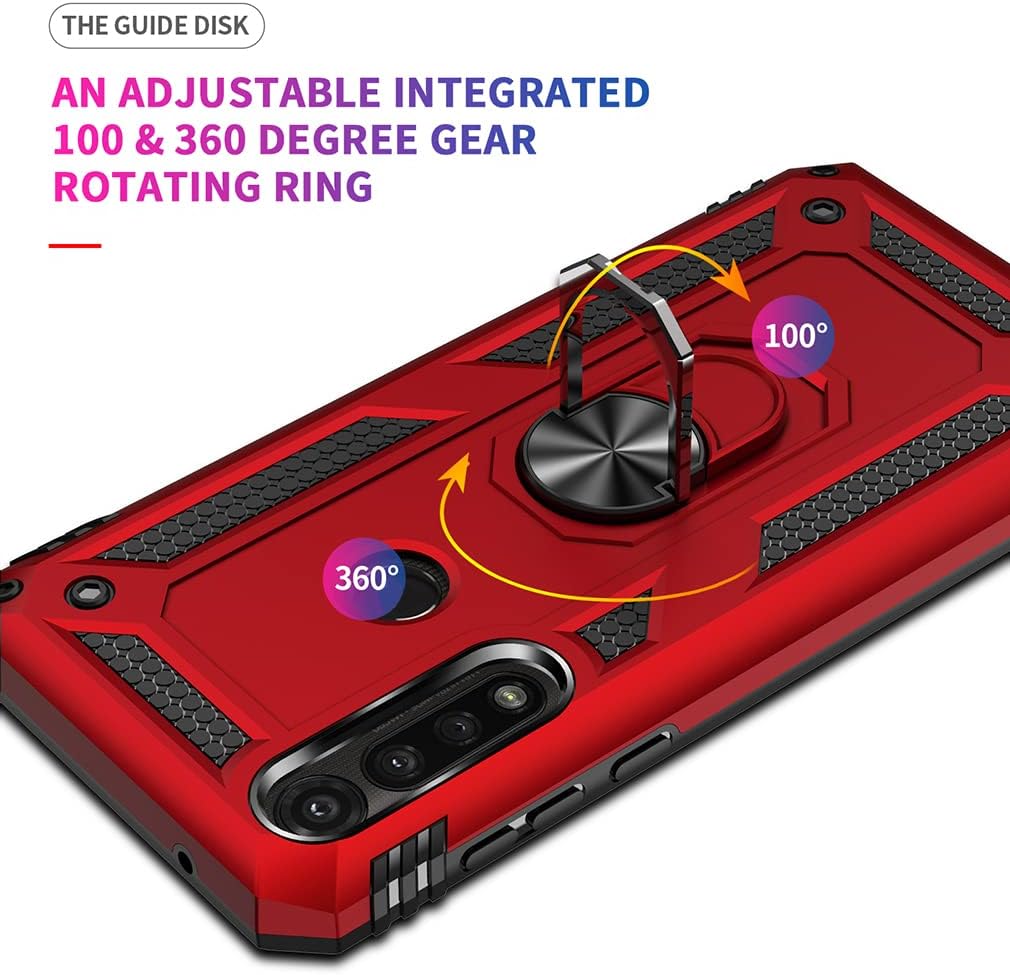 SKTGSLAMY for Moto G Power 2020 Case,with Screen Protector,[Military Grade] 16ft. Drop Tested Heavy Duty Cover with Magnetic Kickstand Car Mount Protective Phone Case for Motorola G Power 2020, Red