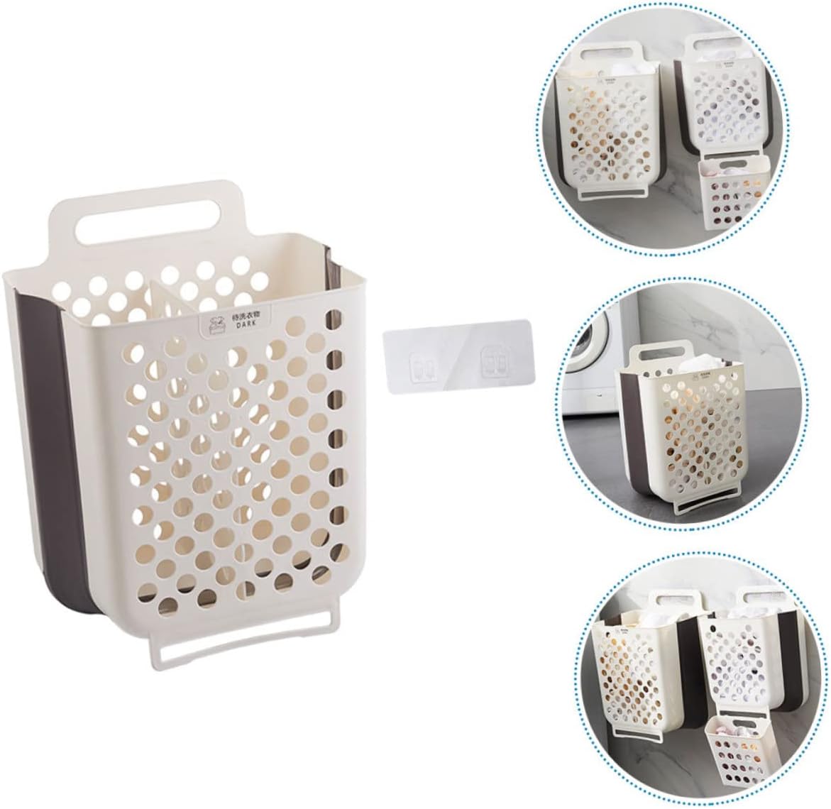 Amosfun Foldable Laundry Basket Space Saving Hamper Wall Mount Laundry Basket Kitchen Onion Potato Storage Basket 14 x 11 Inch