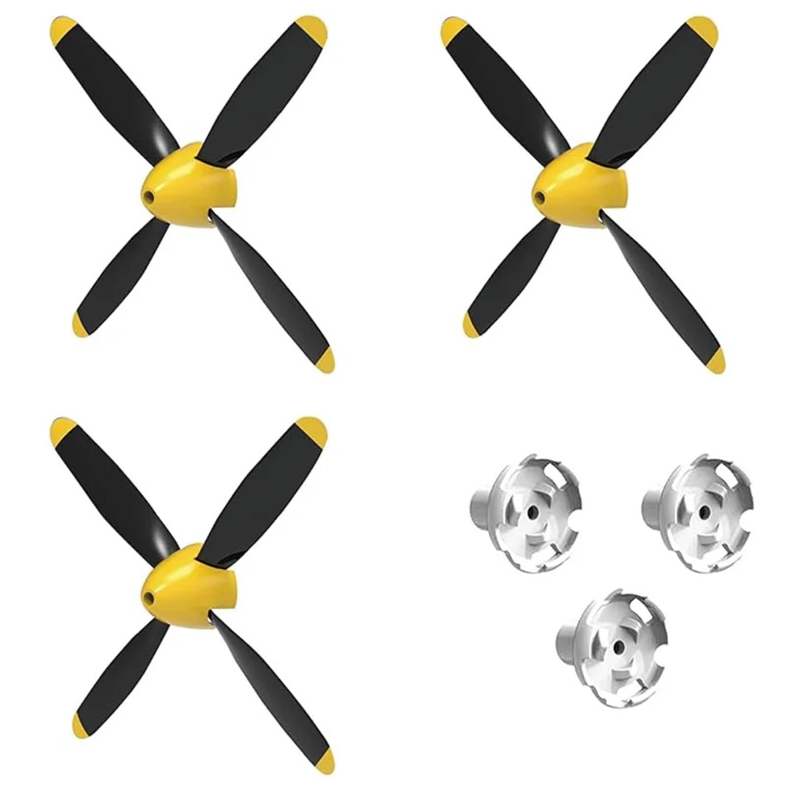 Hélice de 4 palas compatible con aviones RC Volantex, juego de 3 piezas con protector y adaptador, pieza de repuesto,Accesorios