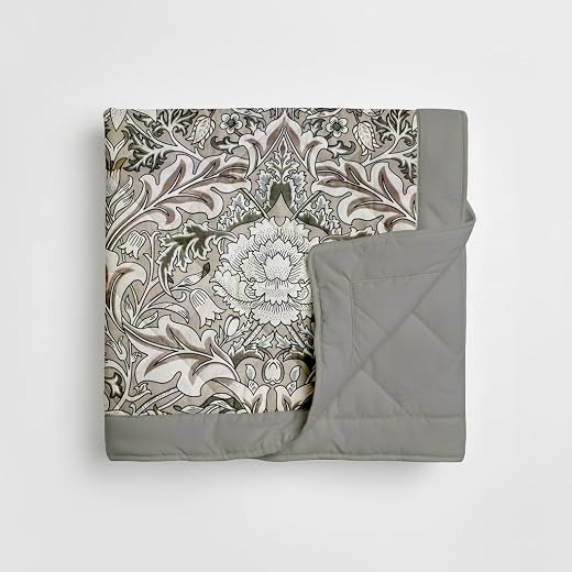 Linen Home 100% Cotton Percale Reversible AC Blanket for Double Bed | Isla Damask Brown & Silver | Lightweight All Season ...