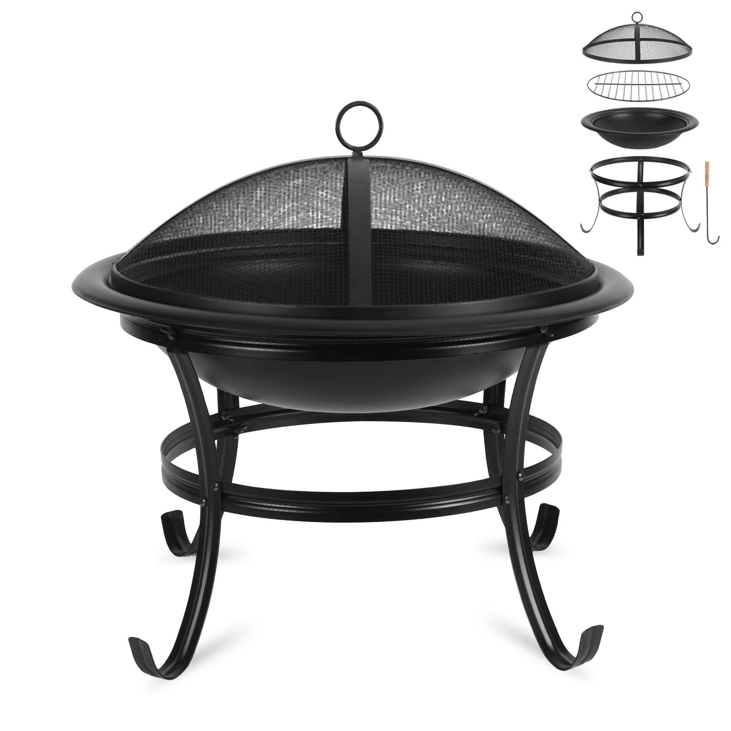Braciere da 55 cm con parascintille, griglia e 4 gambe