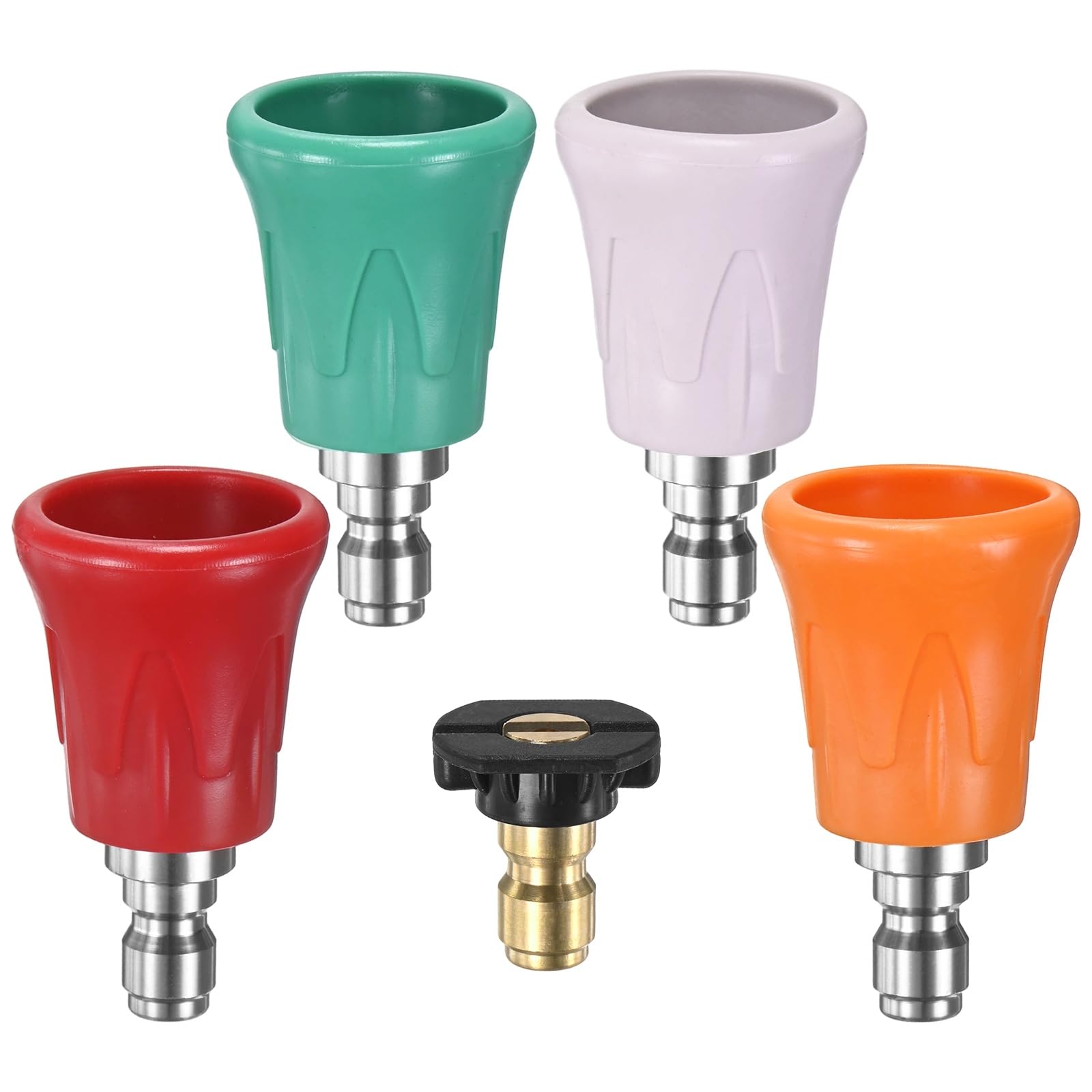 M METERXITY 5-Pack Pressure Washer Nozzle Guard with Rubber Protector Cover, 1/4" Quick Connect, Soap Power Washer Nozzle Tips for Cleaning Car/Watering Plant, Orifice 4.5