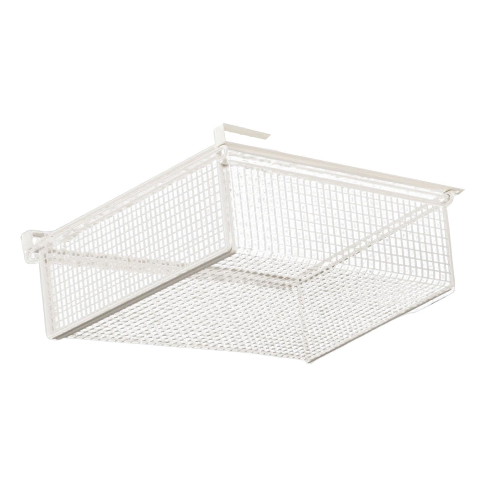YIXANNX Sliding Under Shelf Storage Organizer Iron Basket Bin Efficient Space Organization For Closet Needs Bags Sliding Under Shelf Storage Organizer For, white, L