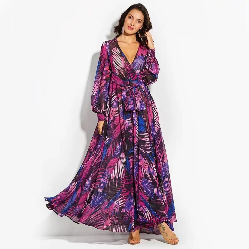 Vestito Stampa Floreale Boho Maxi Dress Sexy Lady Bohemian Estate Abito Lungo Dress Donne Donne Abiti da Spiaggia Abiti da Donna