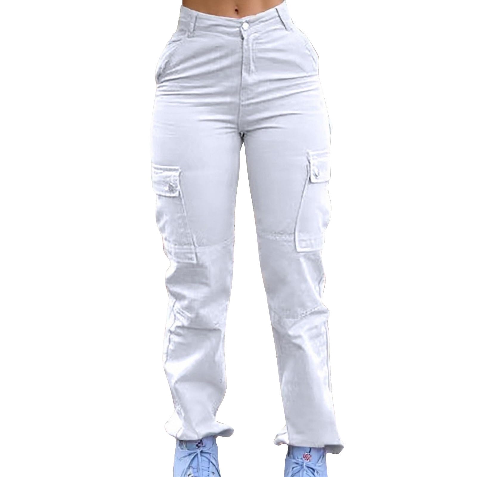 Womens High Waisted Cargo Pants -Multiple Pockets Butt Lifting Trousers Stretchy Fabric