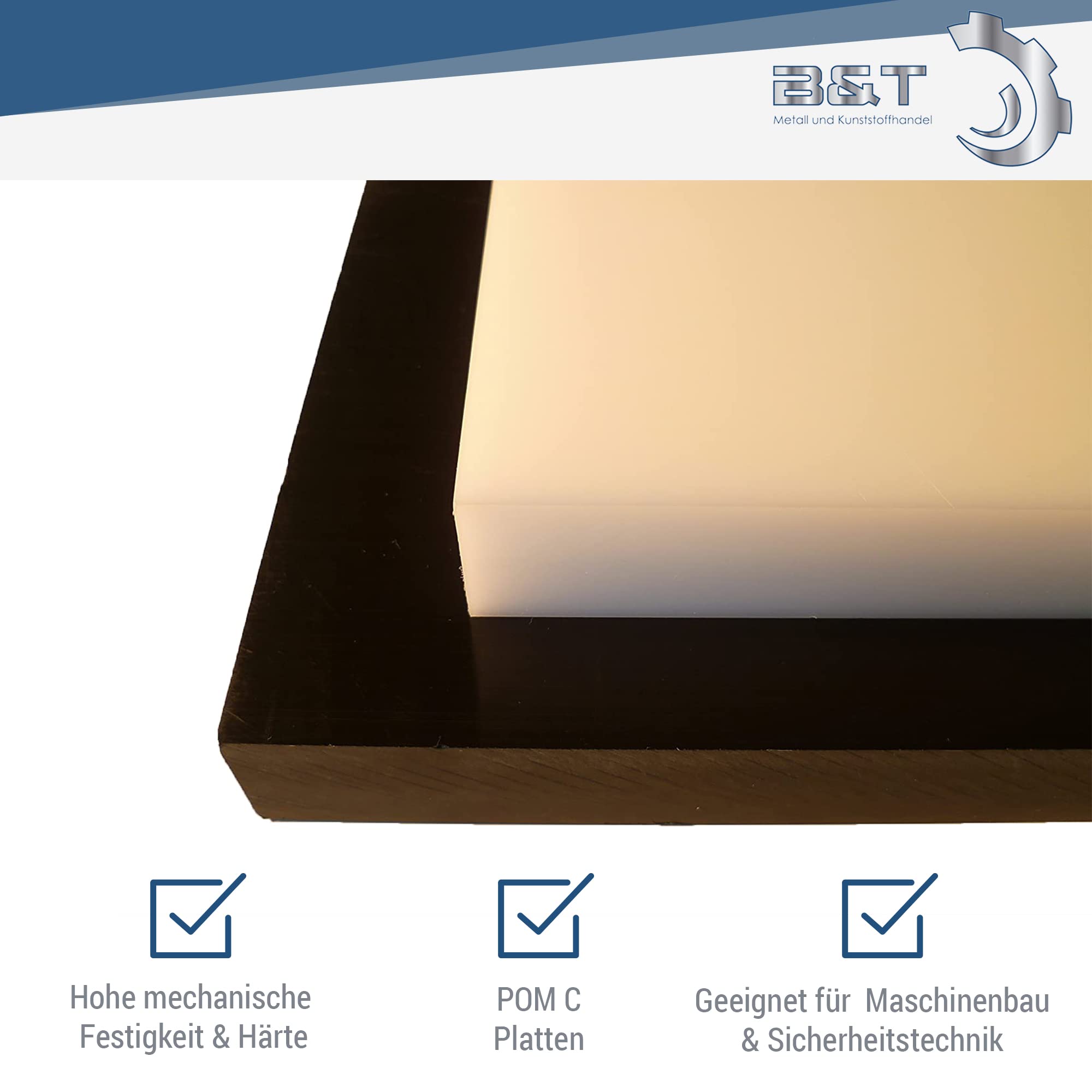B&T Metall POM C Platte weiß natur 12,0 mm stark, Abm.400x400mm