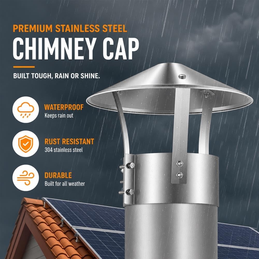 Comignolo Canna Fumaria Acciaio Inox, Cappello Camino Antivento Antipioggia